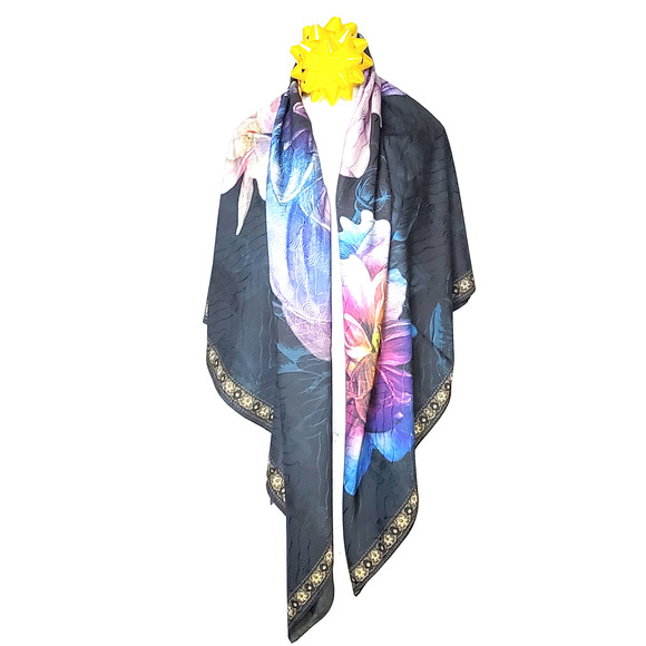 NWT Double Sided Silk Scarf 53x53 Large Square Shawl Wrap XiangYunSha 35081